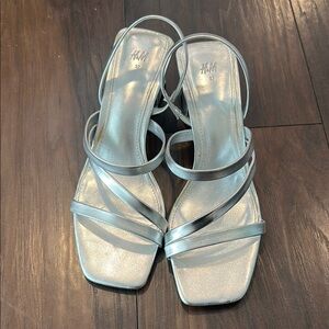 H&M Silver Heels Strappy Sandals